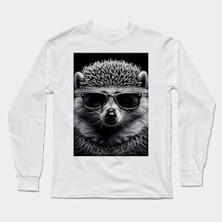 Shaded Spikes: A Cool Hedgehog in Sunglasses Long Sleeve T-Shirt